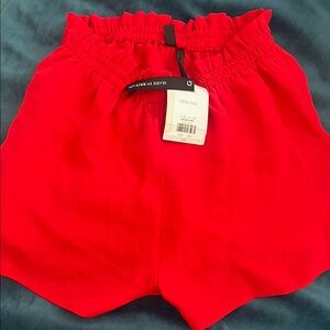 Topshop 100% SILK Red High Waist Shorts